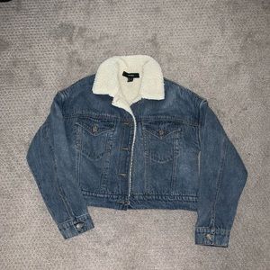Forever 21 Cropped Sherpa-Lined Jean Jacket